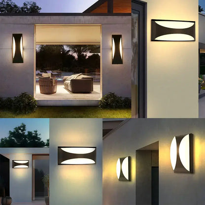Modern black rectangular DecorBites motion sensor outdoor wall light with sleek curved illuminated panel waterproof design