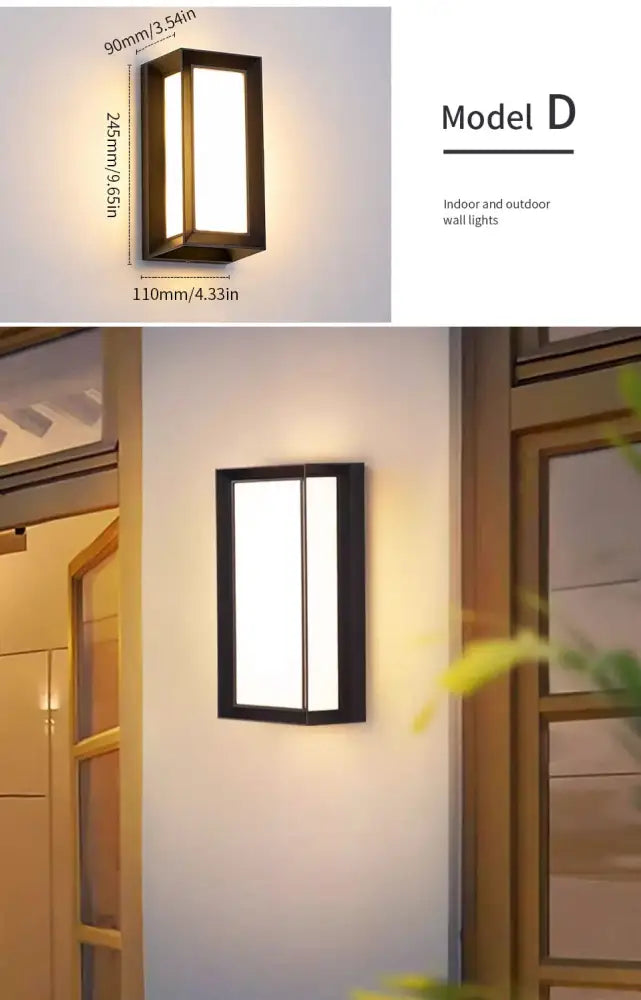 Black-framed rectangular decorbites™ motion sensor outdoor wall light with frosted glass panels and modern design