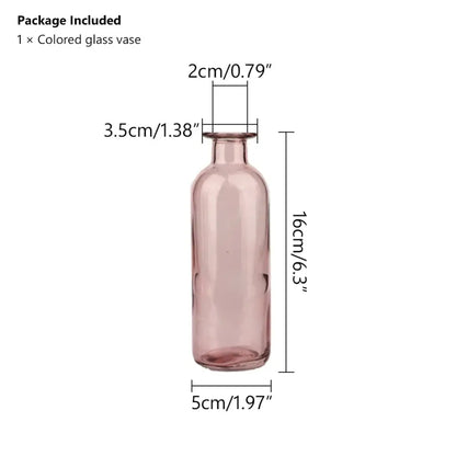 DecorBites™ slender translucent pink glass vase with 2cm opening ideal as a flower pot and home decoration