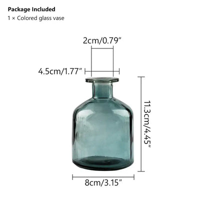 DecorBites™ multicolor translucent teal glass vase with short neck and 2cm opening perfect as a flower pot