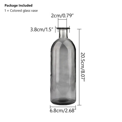 DecorBites™ multicolor translucent gray glass vase with slender neck 2cm opening ideal flower pot decoration