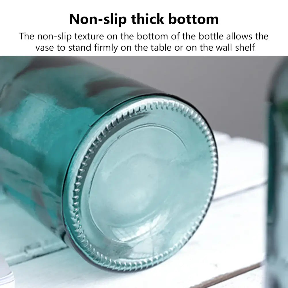 Teal-colored glass vase with thick textured non-slip base opening 2cm suitable as flower pot decorbites™ multicolor european design