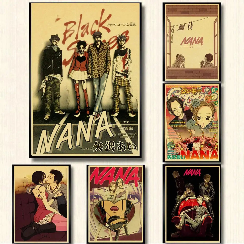 Vintage-style nana anime poster with sepia tones on retro kraft paper sticker from DecorBites™ nana anime posters