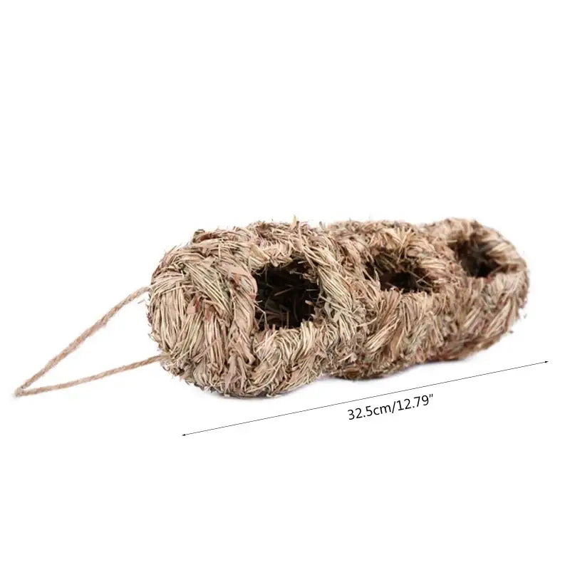 Decorbites natural grass bird cage toy with three rounded hollow sections and hanging string for style birds nest decor