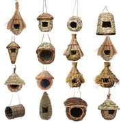 Decorbites natural grass bird cage hanging parrot nest featuring handwoven natural fiber birdhouses with loops