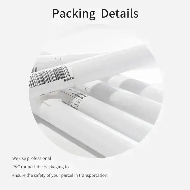 White pvc round tubes with barcode labels for packaging neon video game posters by decorbites for gamer room display