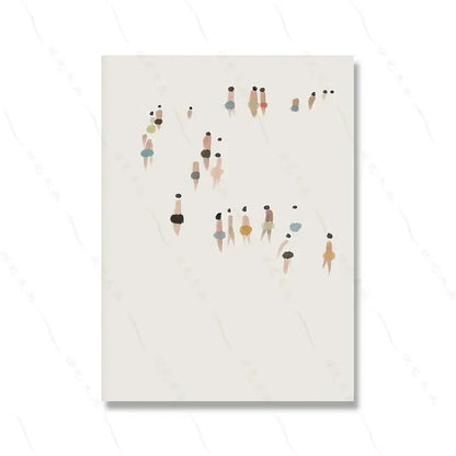 DecorBites™ neutral canvas triptych wall art set features minimalist colorful human figures on off-white background