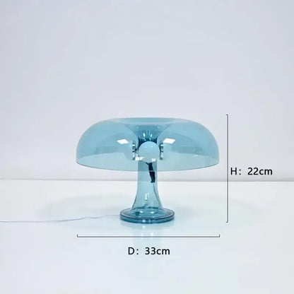 Decorbites™ new led mushroom table lamp in translucent light blue with glossy finish for modern bedroom lighting