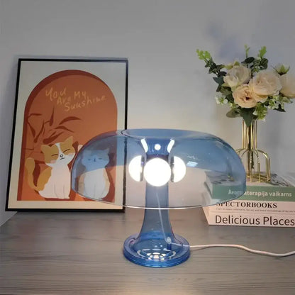 Decorbites™ new led mushroom table lamp in blue translucent material with three circular bulbs for modern decor