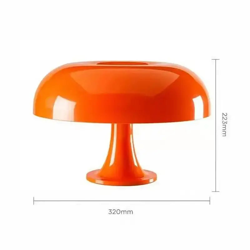 DecorBites™ vibrant orange led mushroom table lamp with glossy finish for modern hotel bedroom and living room decor