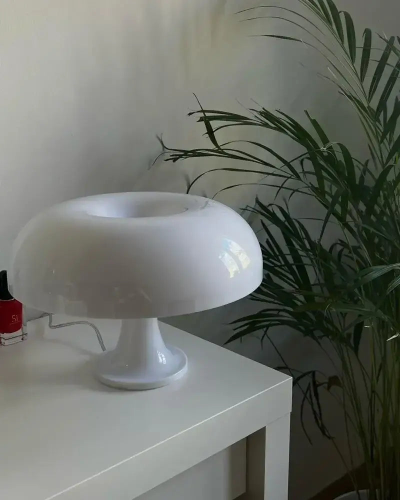 White led mushroom table lamp with glossy finish for modern hotel bedroom and living room decoration lighting