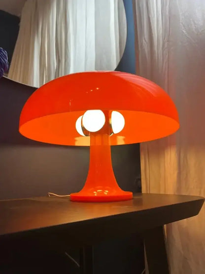 DecorBites™ new led mushroom table lamp vibrant orange glossy plastic with three illuminated bulbs for modern decor