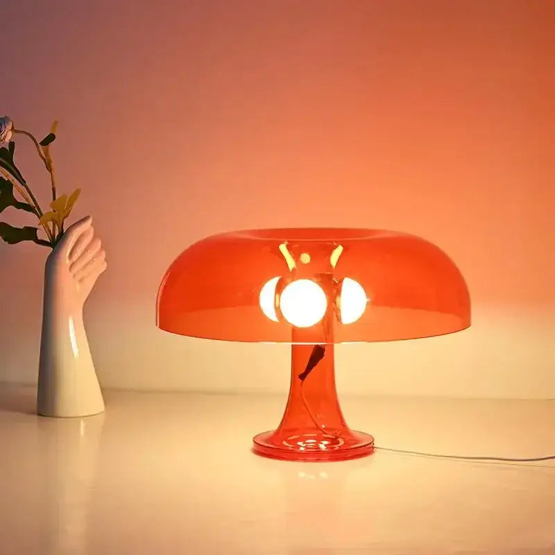 DecorBites™ vibrant orange translucent led mushroom table lamp with three glowing lights for bedroom and living room use