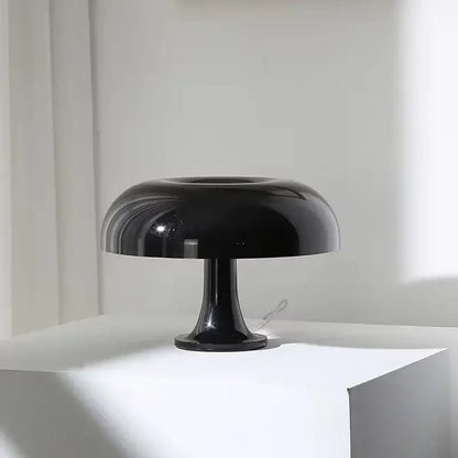 Black glossy led mushroom table lamp with sleek modern design for hotel bedroom bedside and living room decoration lighting