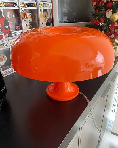 DecorBites™ vibrant orange led mushroom table lamp with glossy plastic finish for modern bedside and living room lighting