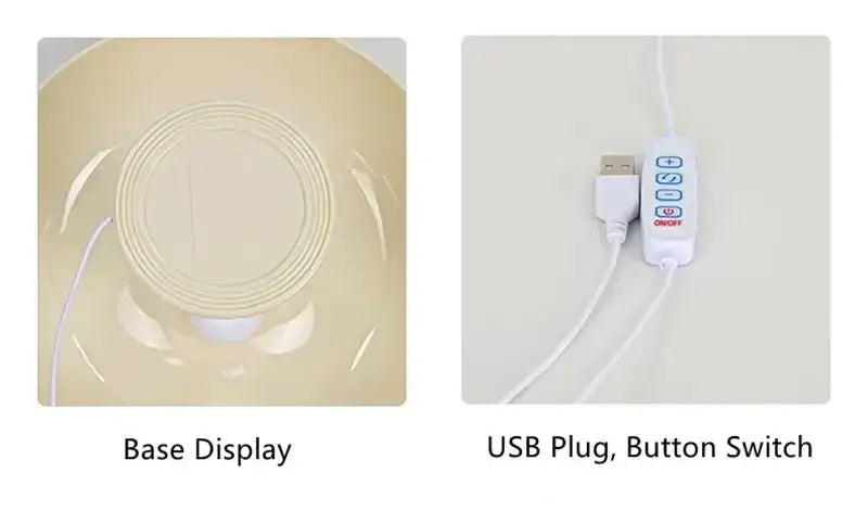 DecorBites white led mushroom table lamp with usb power and color mode controls for modern bedroom and living room use