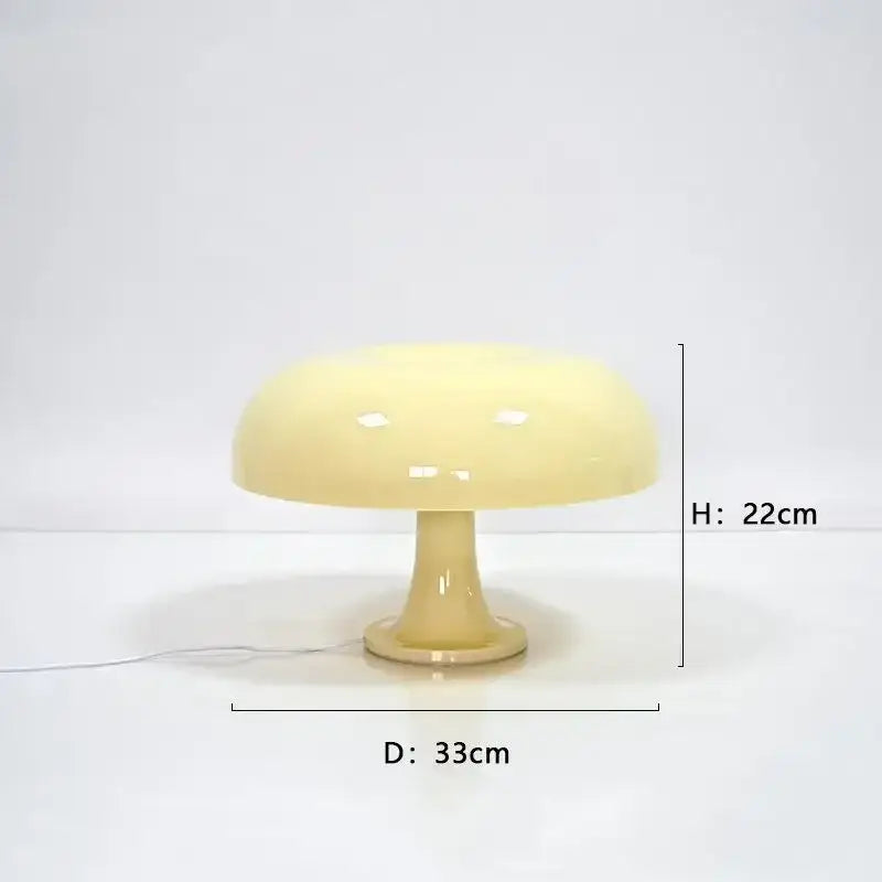Cream-colored decorbites led mushroom table lamp with glossy smooth finish for modern hotel bedroom and living room lighting