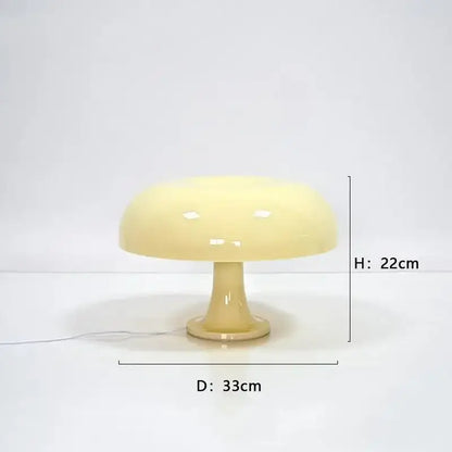 Cream-colored decorbites led mushroom table lamp with glossy smooth finish for modern hotel bedroom and living room lighting