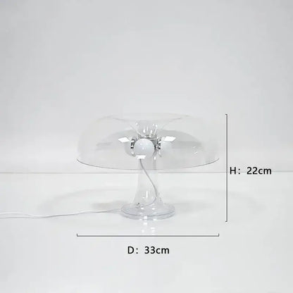 DecorBites™ clear acrylic led mushroom table lamp with three embedded bulbs and curved stem for modern bedroom lighting
