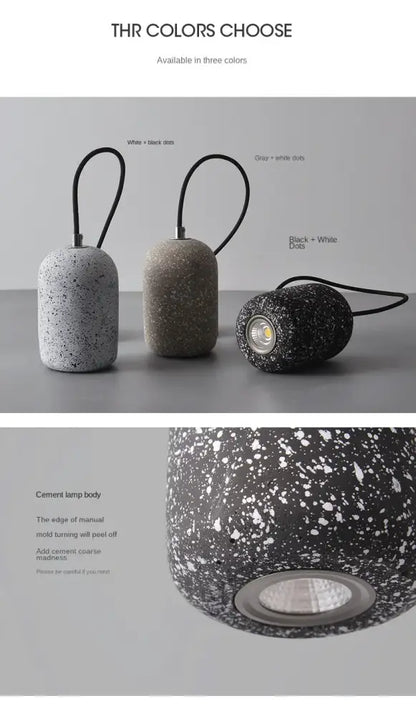 DecorBites™ nordic cement pendant lamp with black speckled matte finish and sleek cord for industrial style lighting