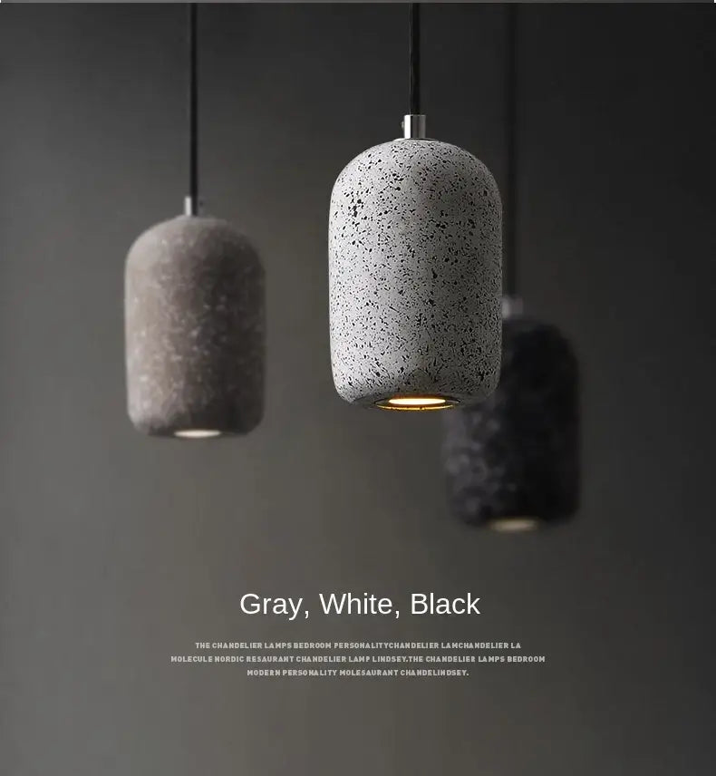 Decorbites™ nordic cement pendant lamp with gray speckled concrete finish and warm industrial style lighting