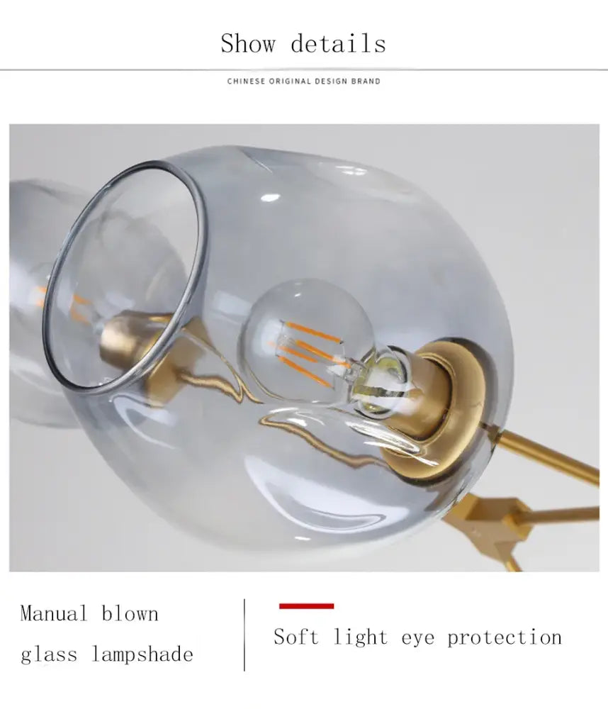 DecorBites™ nordic chandelier with a translucent glass lampshade and gold metal base for modern living rooms