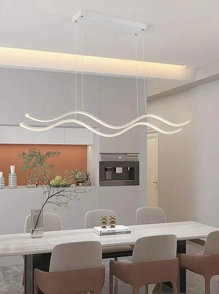 Modern white led pendant light with sleek wavy design from decorbites nordic chandeliers for dining room light fixture