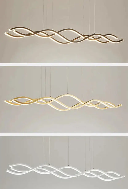 Modern minimalist DecorBites™ nordic chandeliers with sleek wave design in gold or white for dining room pendant lights