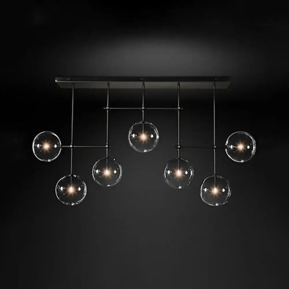 DecorBites™ nordic clear glass 7-bulb black gold sphere pendant ceiling light with clear glass globe bulbs 220v-240v