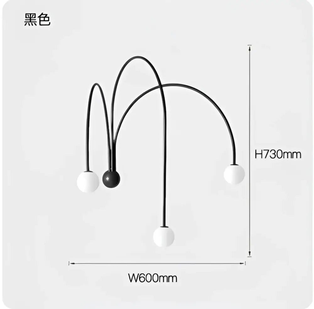 Decorbites™ nordic comet chandelier with black curved arms and white glass ball shades for elegant home décor