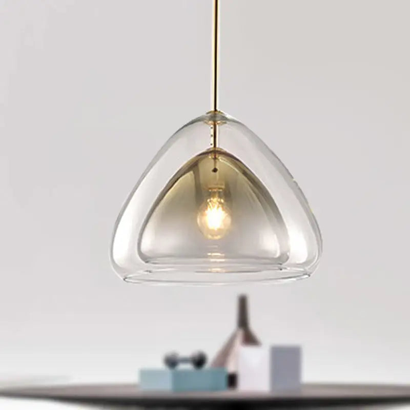 DecorBites™ nordic pendant light fixture with clear teardrop glass shade and champagne gold metal suspension rod