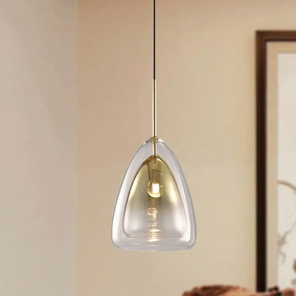 DecorBites Nordic pendant light fixture with clear teardrop glass shade and gold-toned metal champagne suspension