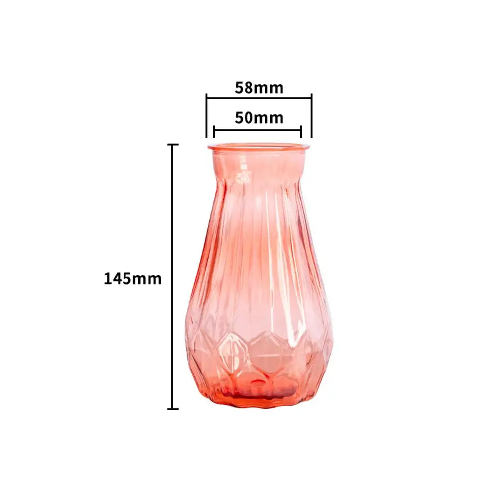 Decorbites™ nordic flower vase is a translucent pink glass flower vase with a faceted geometric design, 145mm tall for modern home decor