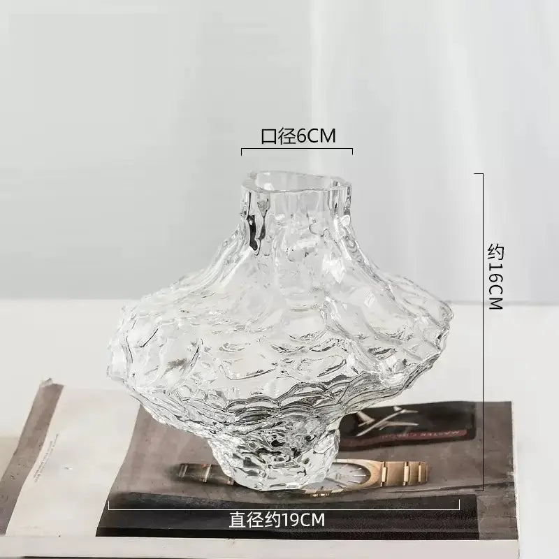 Decorbites™ nordic frosting glass vase with textured bubble surface and flared base modern glass vase for home decor