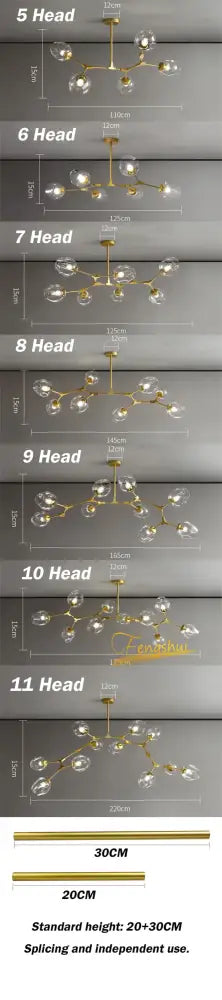Decorbites™ nordic glass ball led chandelier in black and gold features a sleek metal frame with clear glass ball bulbs