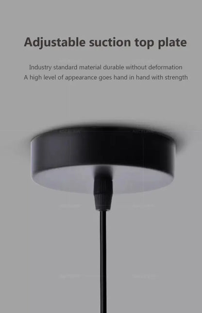Black circular suction top plate with central threaded stem for mounting nordic glass led pendant chandelier