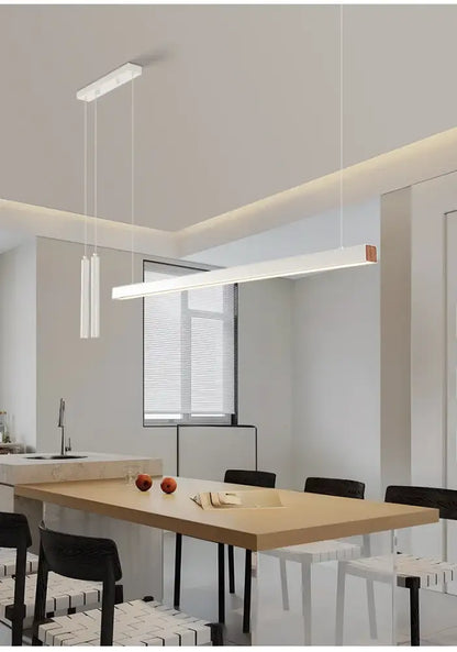 Modern minimalist DecorBites™ nordic led chandelier with sleek white rectangular design and subtle copper accents for home lighting