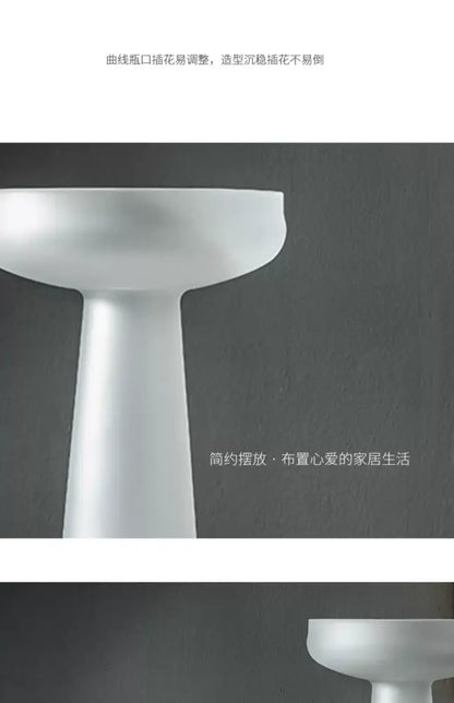 DecorBites™ Nordic Luxe frosted glass vase with sleek white ceramic finish and curved rim for table decoration