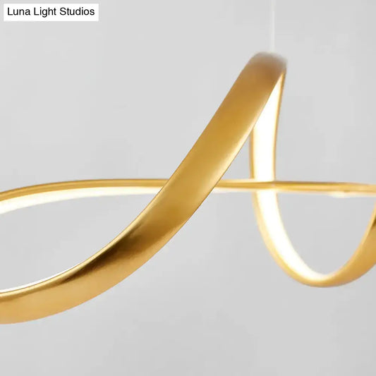 Gold plated twist decorbites nordic metal led suspension lamp with sleek curved design for restaurant island lighting