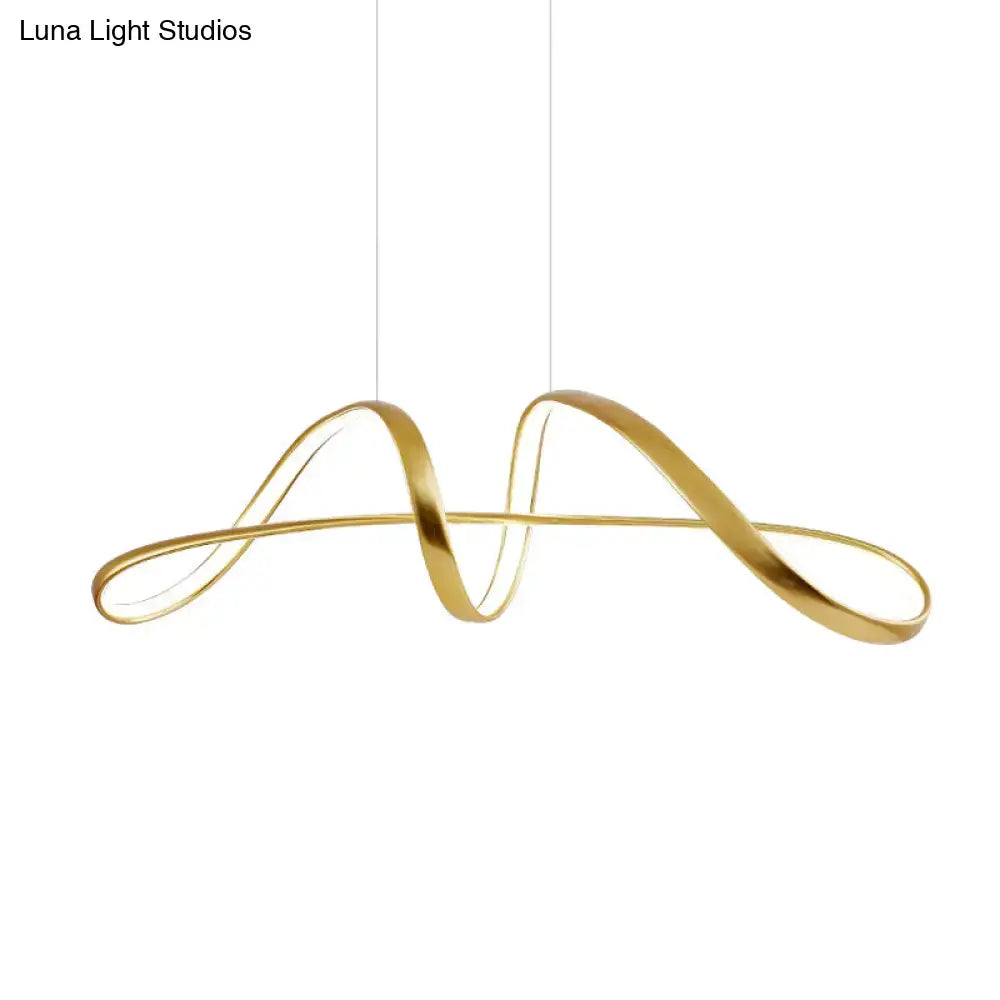 Gold plated twist decorbites nordic metal led suspension lamp with sleek curved design for restaurant island lighting