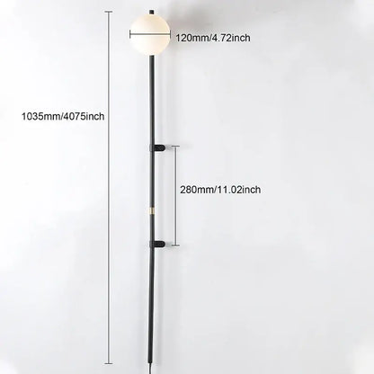 Black metal floor lamp with frosted white spherical glass shade in decorbites™ nordic plug in wall lamp sconce