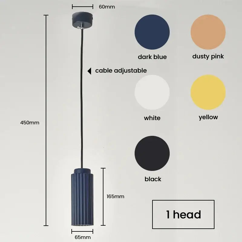 Dark blue ribbed cylindrical pendant light with adjustable cable from decorbites™ nordic rotatable donna circle chandelier series
