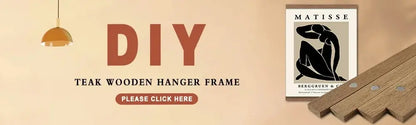Teak wooden hanger frame with warm natural finish and minimalist design for decorbites™ nordic seascape canvas wall art
