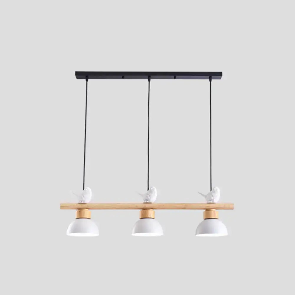 Decorbites nordic style 3-light wood bowl pendant lamp with metal shades black bar natural wood and e26 e27 bulb base