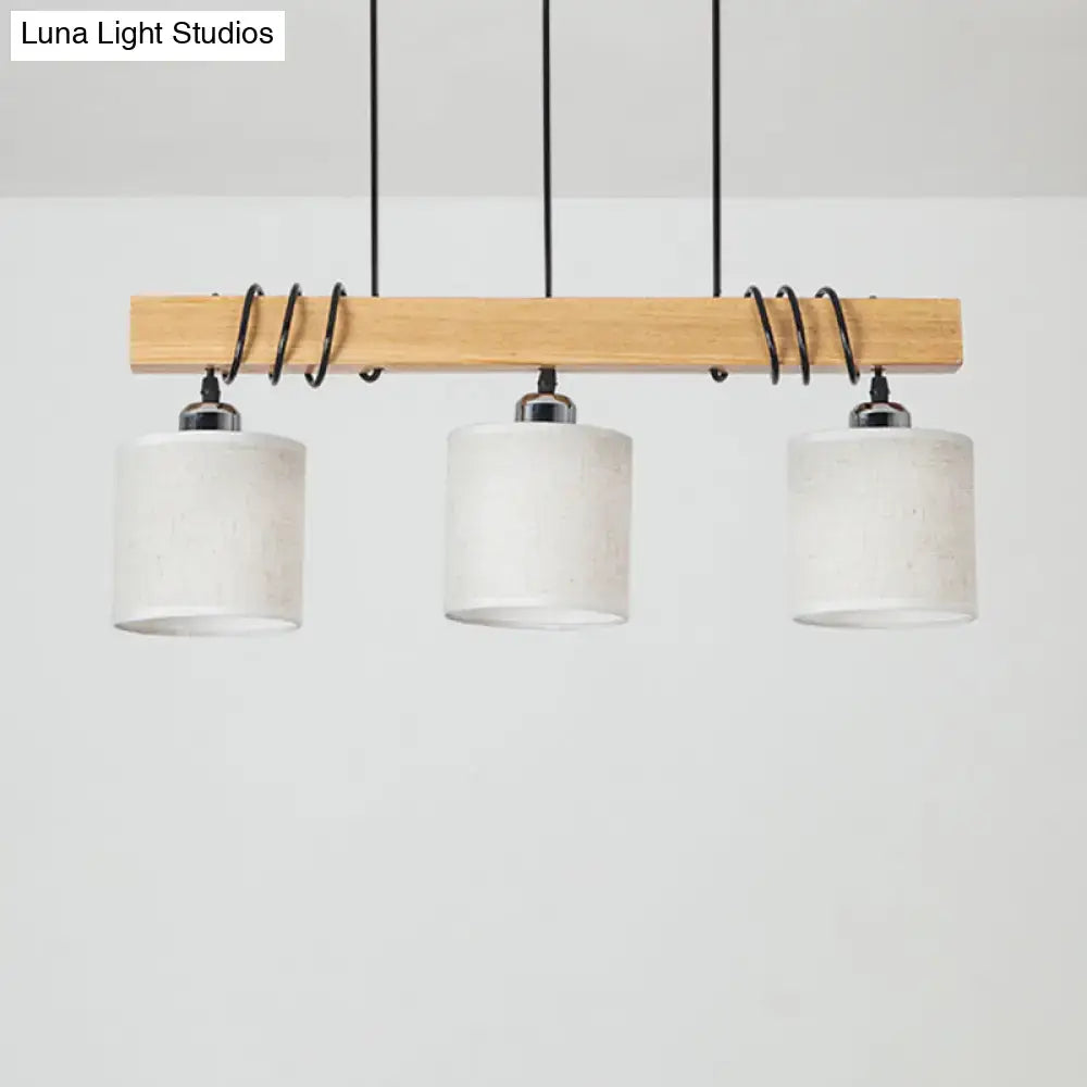 Decorbites™ nordic style led hanging light with three frosted white cylindrical shades and light wood bar for dining island