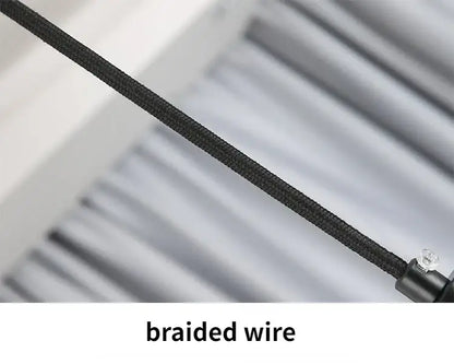 Black braided wire with clear faceted crystal accent on DecorBites™ Nordic U shape led ceiling chandelier cable