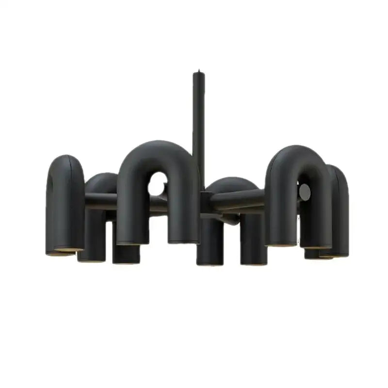 Black matte metal decorbites™ nordic u shape led ceiling chandelier with curved u-shaped arms and cylindrical lights