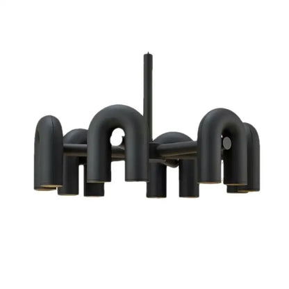 Black matte metal decorbites™ nordic u shape led ceiling chandelier with curved u-shaped arms and cylindrical lights