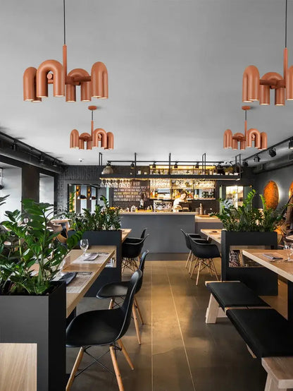 Copper-colored DecorBites™ Nordic U Shape LED ceiling chandelier with modern geometric design and shape led lighting