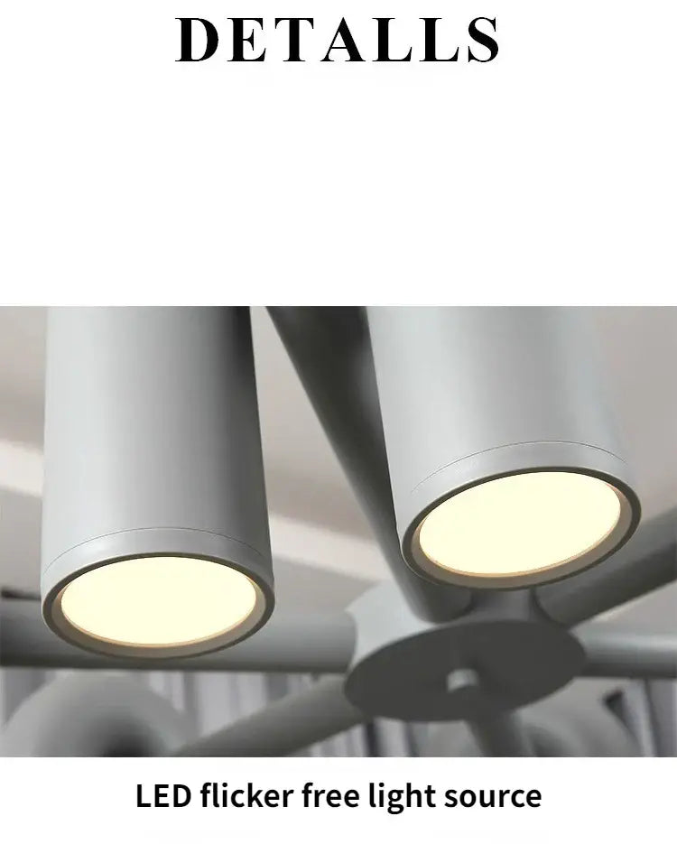Decorbites™ nordic u shape led ceiling chandelier with modern cylindrical shape led ceiling lights in sleek silver finish